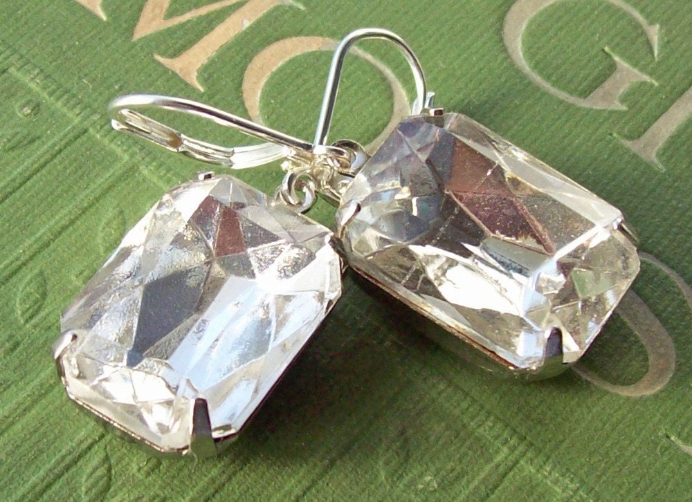 Clear Crystal Bridal Earrings Vintage Rhinestone Earrings Bridal Wedding Jewelry - Glamorous Jewelry