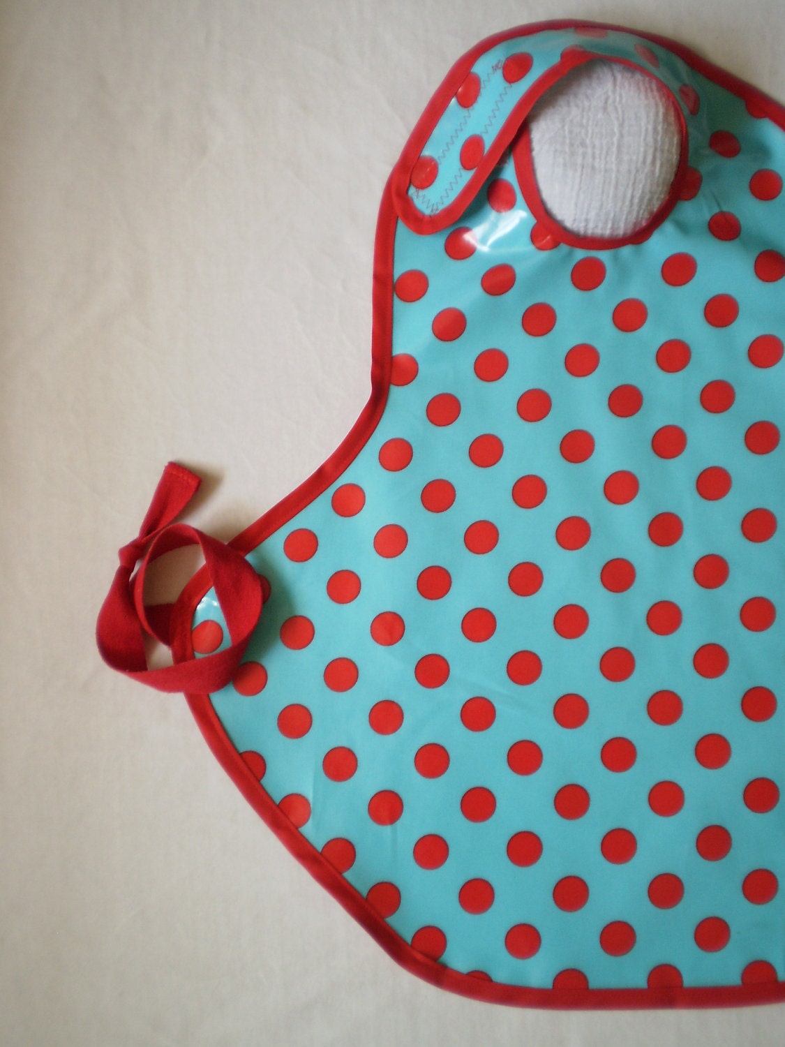 SALE--Art Smock in Aqua & Red Dot--Size 2T-5T--Designer Michael Miller Fabrics--CPSIA Compliant--Ready to Ship