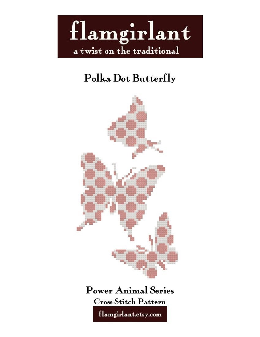 Power Animal: Polka Dot Butterfly Cross Stitch Pattern