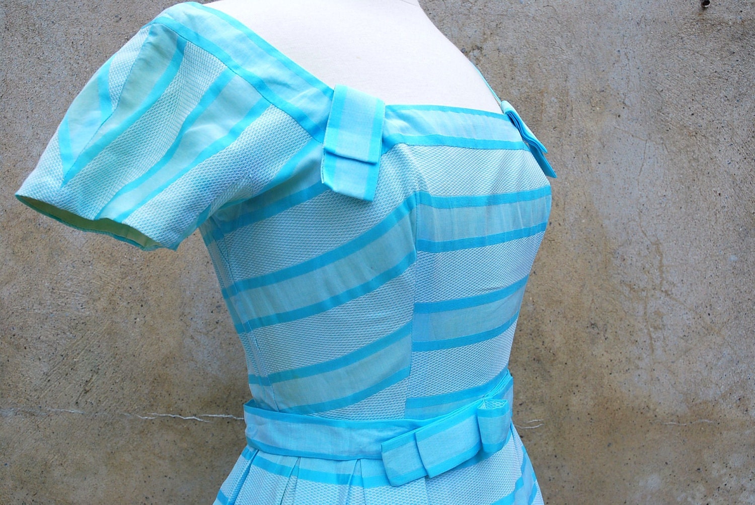 30% OFF 1950's vintage day dress by Pat Premo of California/ 50's baby blue springtime cocktail dress/ M