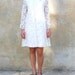 Vintage mod white lace dress - 1960s Twiggy cocktail dress - 60s retro tent mini dress- medium