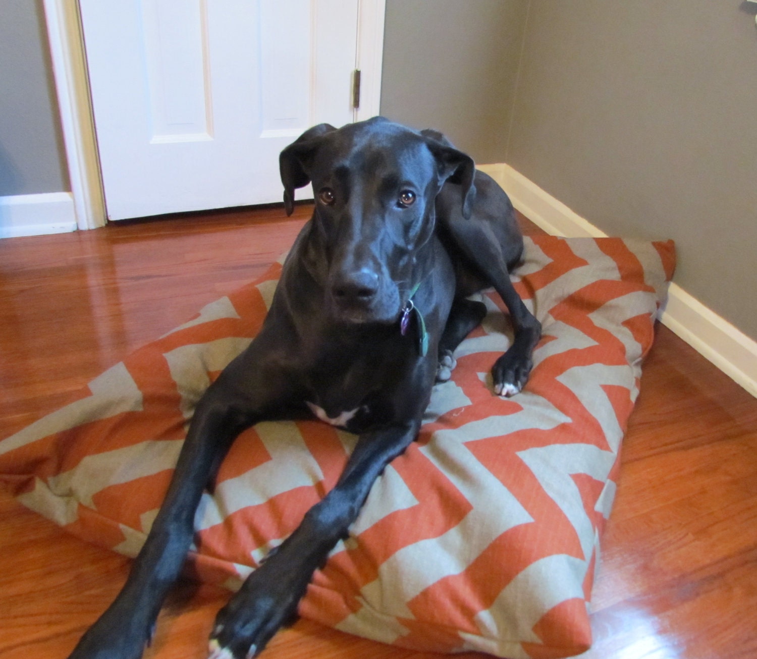 Orange/Denton Chevron Pet Bed Dog Duvet Cover-Large