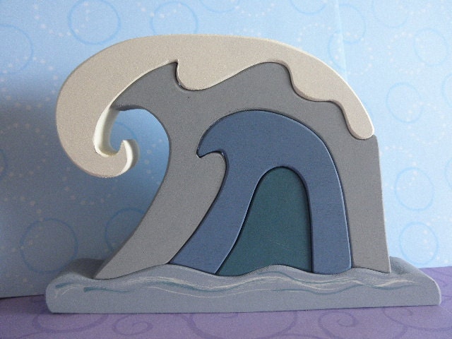 Kids Wooden Toy Stacker Big Waves 2