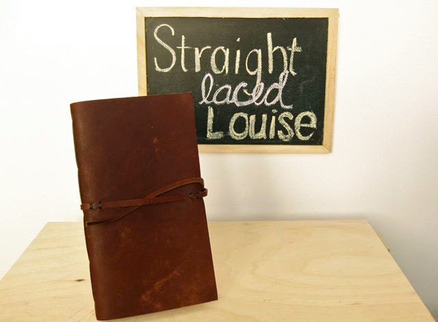 Leather Journal Cedar Red-Brown with Wrapped Lace Closure, "The Louise" -BLANK PAGES