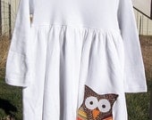 Girls Appliqued Owl Dress any size 3-6 month to 6 Long sleeve or sleeveless