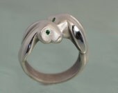 silver lopp ear bunny ring, pick your eye color