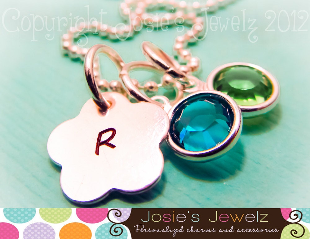 Personalized Hand Stamped Sterling Silver Flower Girl Wedding Charm Necklace