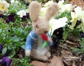 Peter Rabbit / Needle Felted Art Doll / Waldorf-style Miniature Figurine / Beatrix Potter Toy / Springtime Easter Bunny Decoration