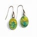 Felt Earrings Lemon merino wool  green yellow silk Sterling Silver OOAK