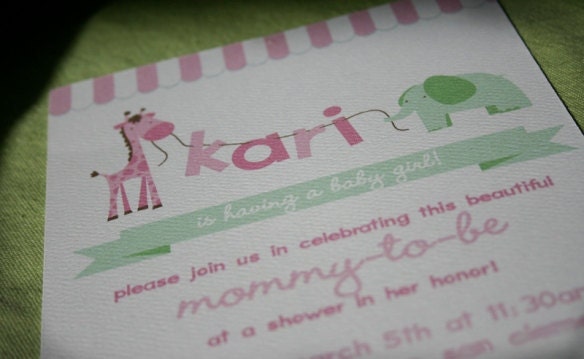 FULL PRINTABLE COLLECTION - Giraffe & Elephant Baby Shower / Pink Green Baby Shower - CakesLikesAParty