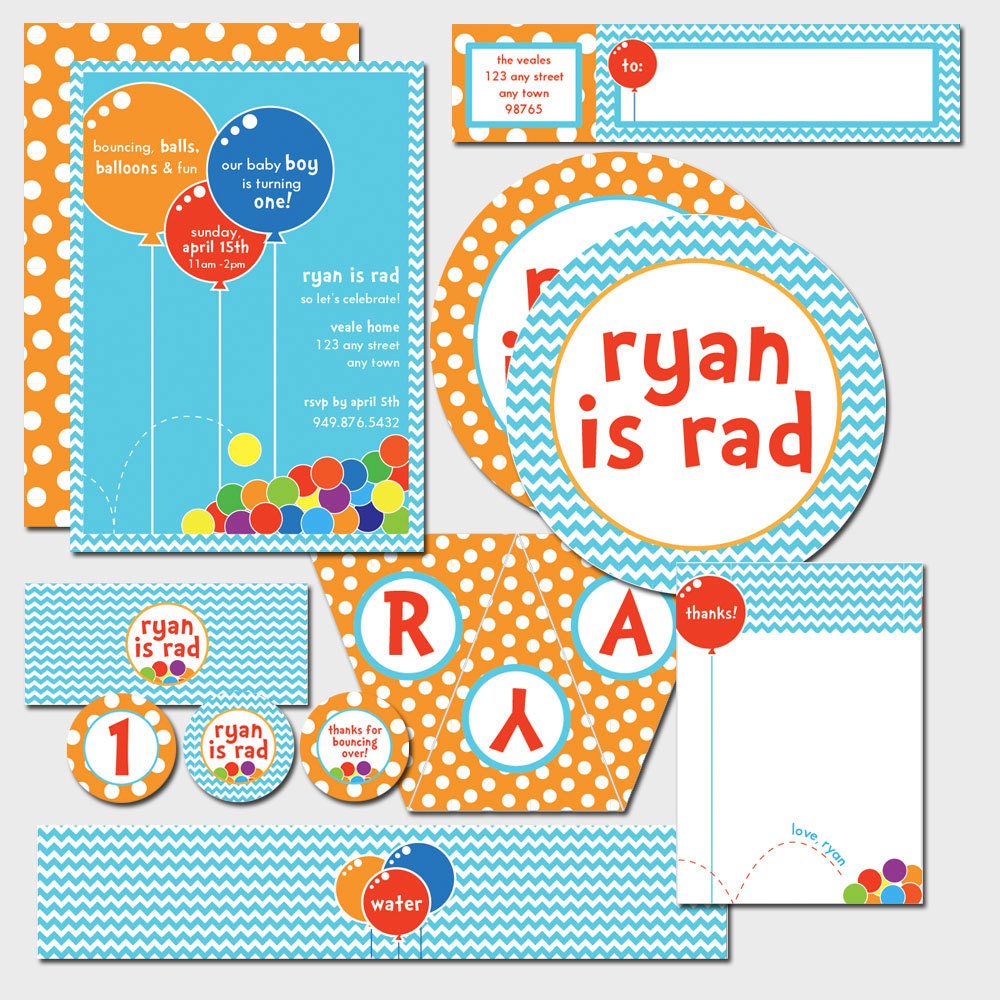 PRINTABLE FULL COLLECTION - Bouncing, Balls, Balloons Collection - Cakes Likes A Party