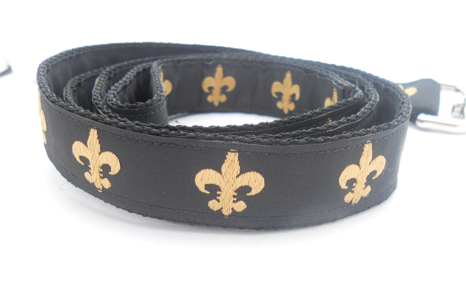 Black and Gold Fleur de lis Custom Dog Leash 5 FT
