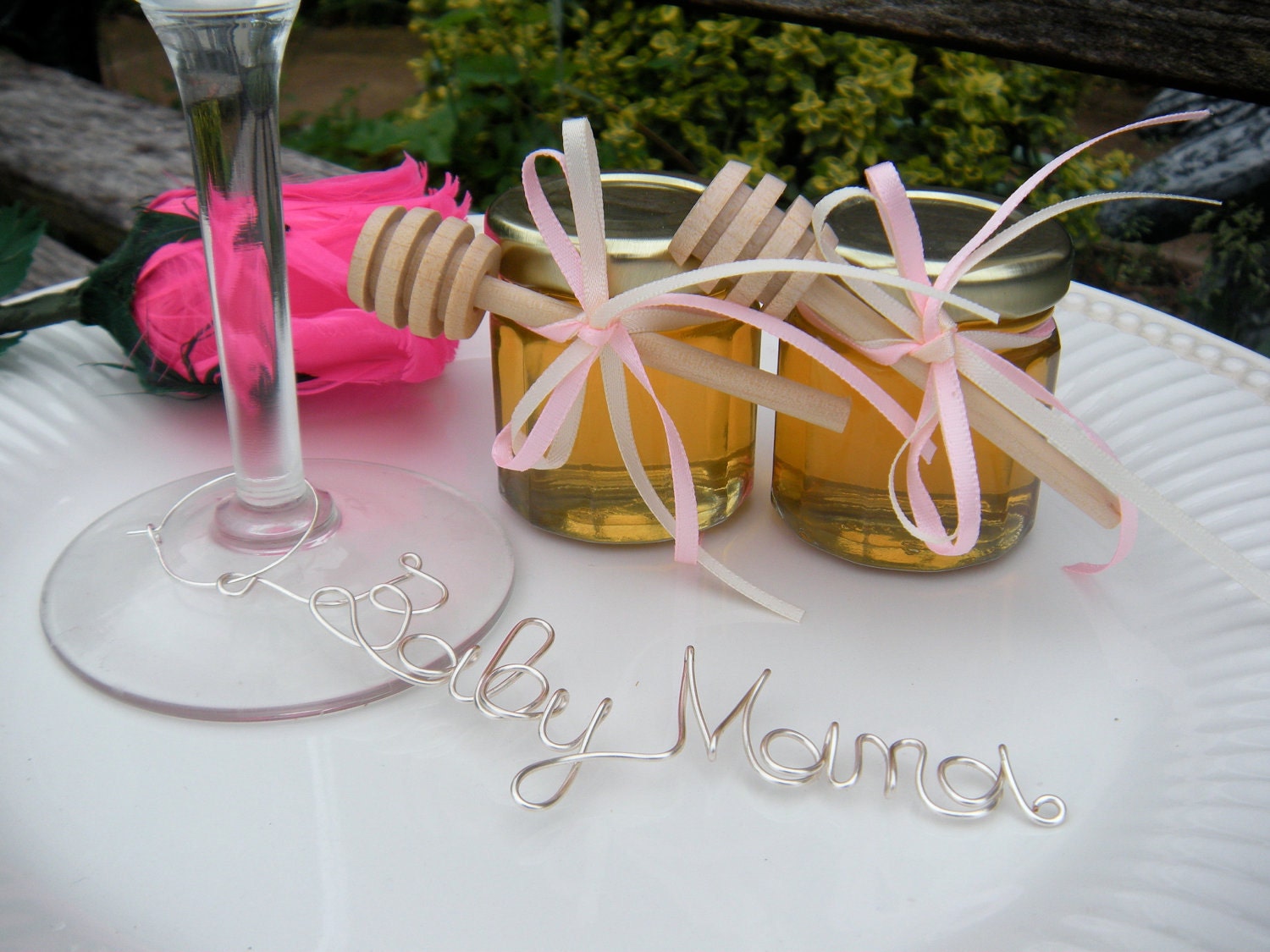 Honey Jars, Unique Baby Shower Favors, Mini Wood Dippers 20Jars Freshly Filled & Safety Sealed