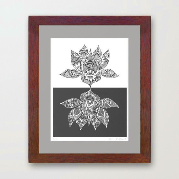 Yin Yang Lotus - Gray