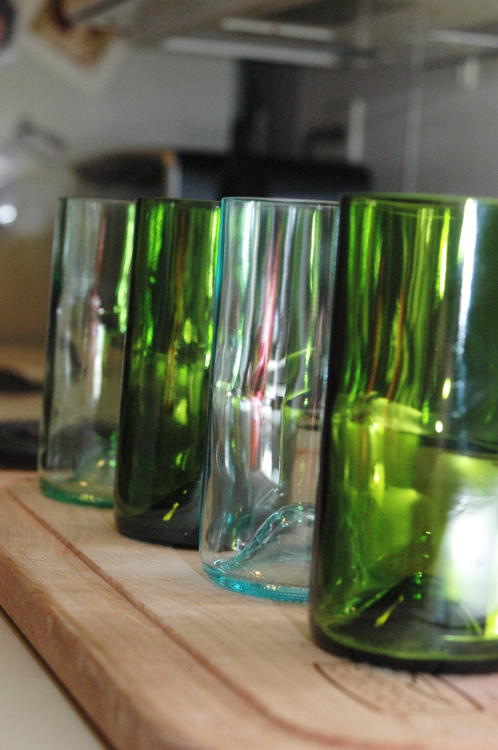 Eco-friendly glasses from wine bottles - set of 4 tumblers