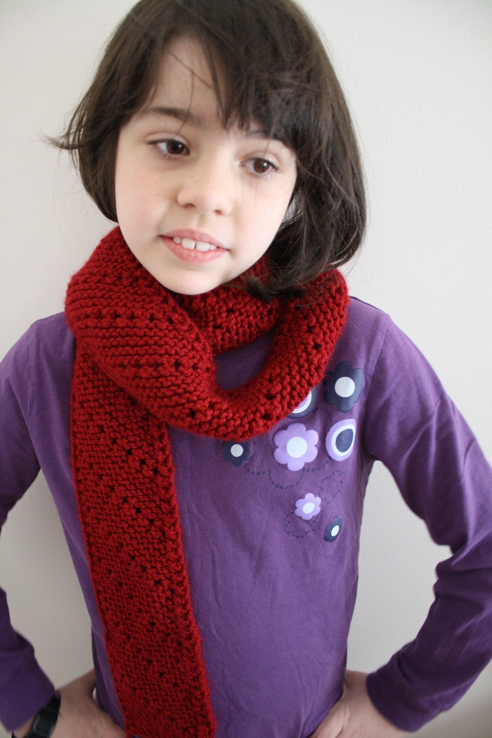 Diagonal Red Wine Burgundy Scarf