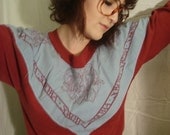 SALE 90s red wine country sweater