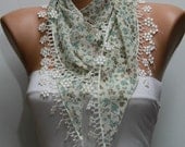 Scarf -  Cowl with Lace Edge