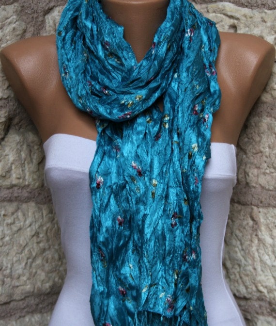 Cyan (process)  - Shawl Scarf -  Cowl Scarf - fatwoman bridesmaid gift