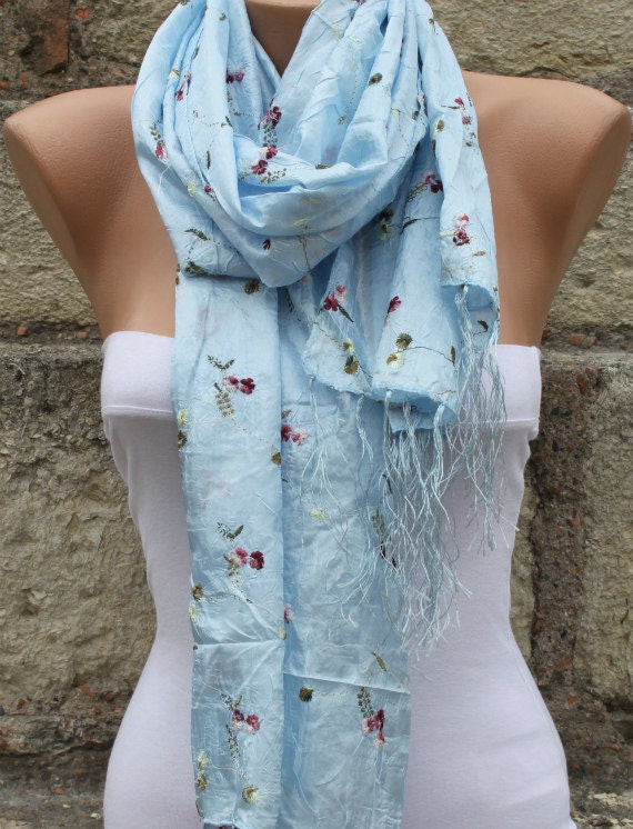 Graduation Gifts - Light Blue Scarf  - Shawl Scarf -  Cowl Scarf -  bridesmaid gift - Ice Blue - fatwoman