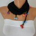 Black Scarf Cotton Scarf Cowl with Lace Edge Gift