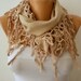 Beige Scarf Women Pashmina  Scarf  - Cotton Scarf - Cowl with Lace  Edge - Beige - fatwoman