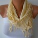 Light Yellow Scarf - Pashmina Scarf -  Cowl with Lace Edge