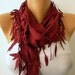 Burgundy Scarf - Pashmina Scarf - Cowl Scarf with Lace Edge - fatwoman