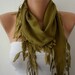 Olive Green Scarf -  Pashmina Scarf  - Cowl Scarf with Lace Edge - fatwoman