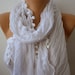 BIG SALE White Scarf Women Shawl Scarf - Cowl Scarf pompom - Off White