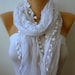 BIG SALE White Scarf Women Shawl Scarf - Cowl Scarf pompom - Off White