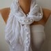 BIG SALE White Scarf Women Shawl Scarf - Cowl Scarf pompom - Off White