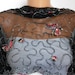 Red Black Scarf -  Cowl with Lace Edge - Butterfly Scarf with Sequin