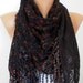 Red Black Scarf -  Shawl Scarf -  Cowl Scarf with Fringe - fatwoman