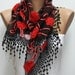 Floral Scarf  Shawl Women's Fashion  Shawl Scarf -  Cowl Scarf Red Roses