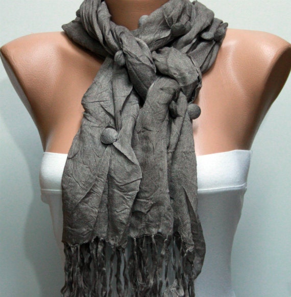 WAS 19, NOW 15 - Taupe-Gray - Shawl Scarf - Cowl by Fatwoman