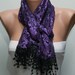 BIG SALE Purple Silvery Scarf - Cowl with Lace Edge by Fatwoman