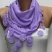 Lilac  Scarf  - Cotton  Scarf -  Cowl with Lace Edge   -