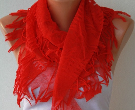Red  Shawl Scarf -  Cowl