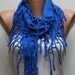 Blue Scarf  -  Pashmina Scarf  -  Cowl Scarf with Lace Edge - bridesmaid Gift - fatwoman
