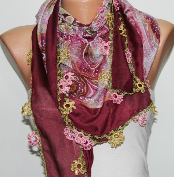 Turkish Anatolians Scarf  - Oya - Yemeni - Cowl   - Multicolor - New