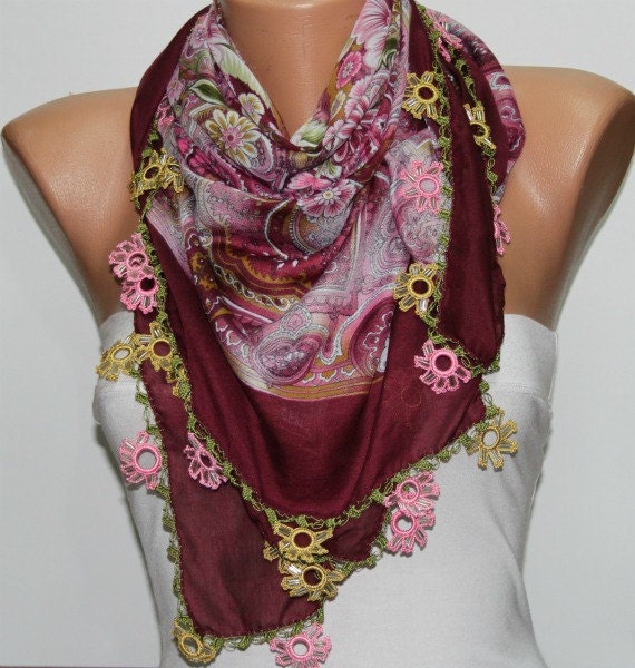 Turkish Anatolians Scarf  - Oya - Yemeni - Cowl   - Multicolor - New