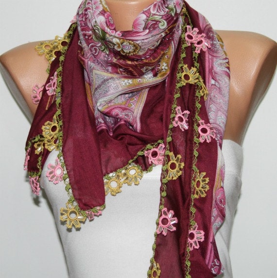 Turkish Anatolians Scarf  - Oya - Yemeni - Cowl   - Multicolor - New