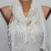 Creamy White Shawl Scarf -  Cowl  Scarf - fatwoman bridesmaid gift with Lace Edge Lace Shawl Lace Scarf