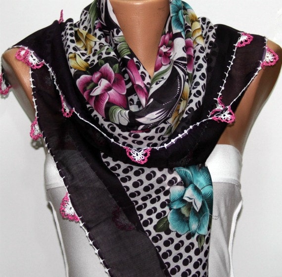 Turkish Anatolians Scarf - Oya - Yemeni - Cowl - Multicolor - New