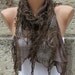 Brown Shawl Scarf - Cowl with Lace Edge