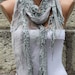 Gray Shawl Scarf -  Cowl with Lace Edge bridesmaid gift - fatwoman