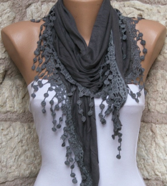 Dark Gray - Shawl Scarf -  Cowl Scarf - fatwoman