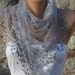 Gray  Lace Scarf Shawl Scarf -  Cowl Scarf with lace edge - fatwoman