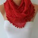 Red - Shawl Scarf -  Cowl